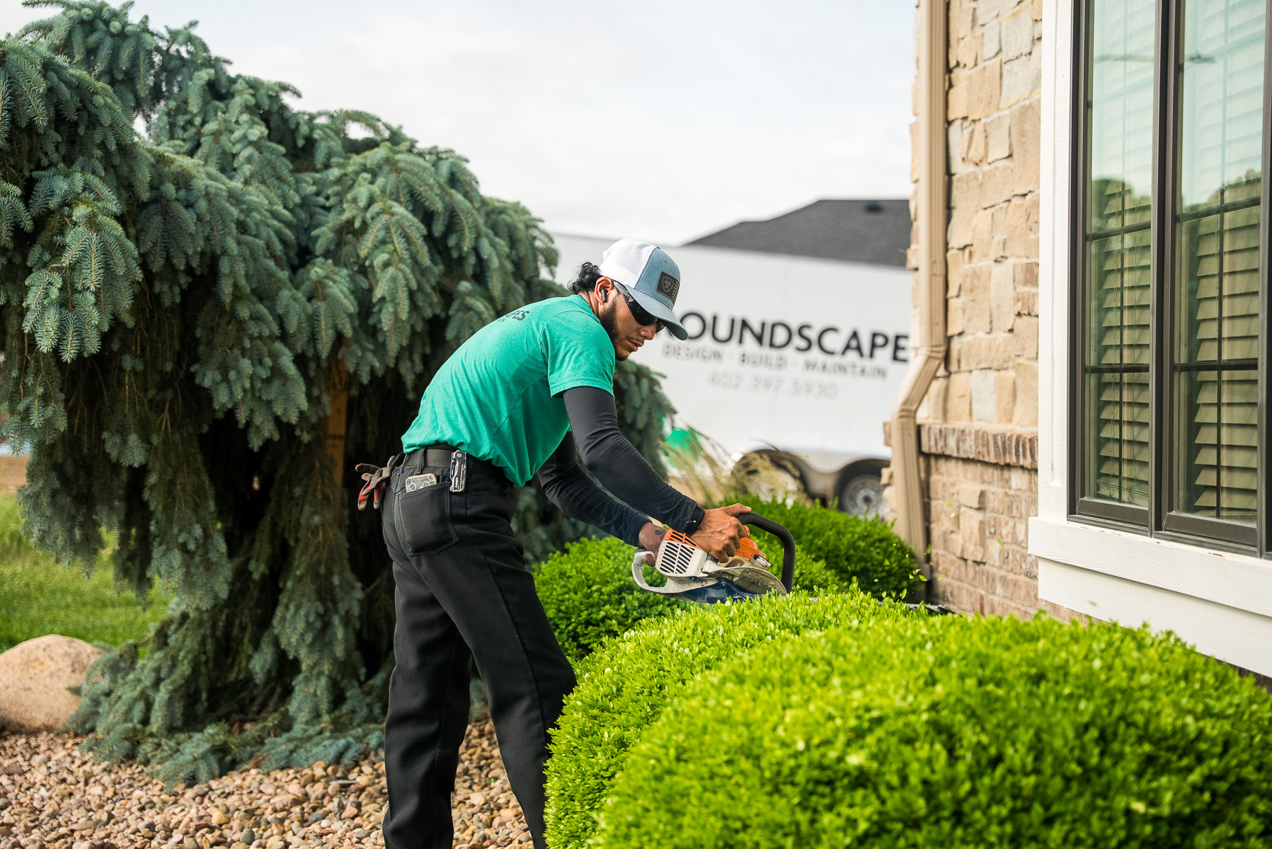 crew hedge shears trimming boxwood 7