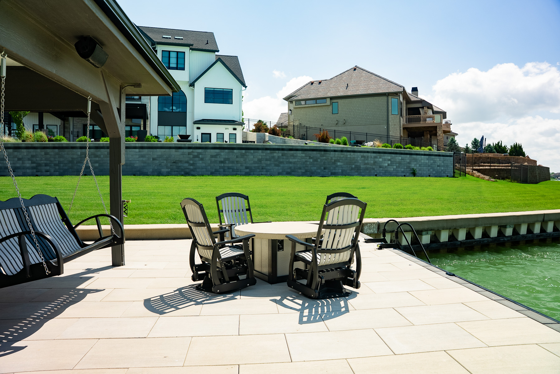 dock seating rocking chairs paver stone