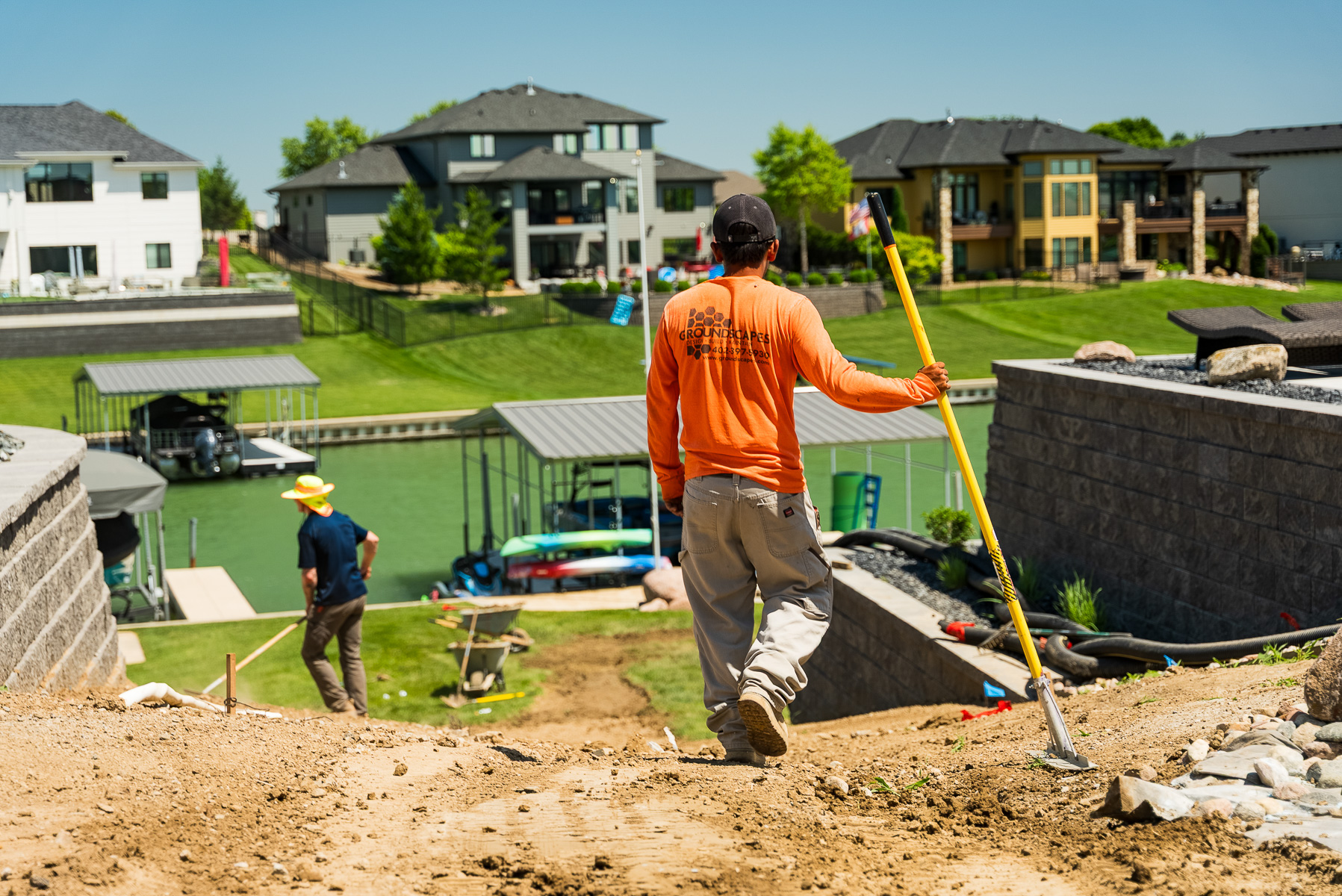 install crew grading slope sod rake 2