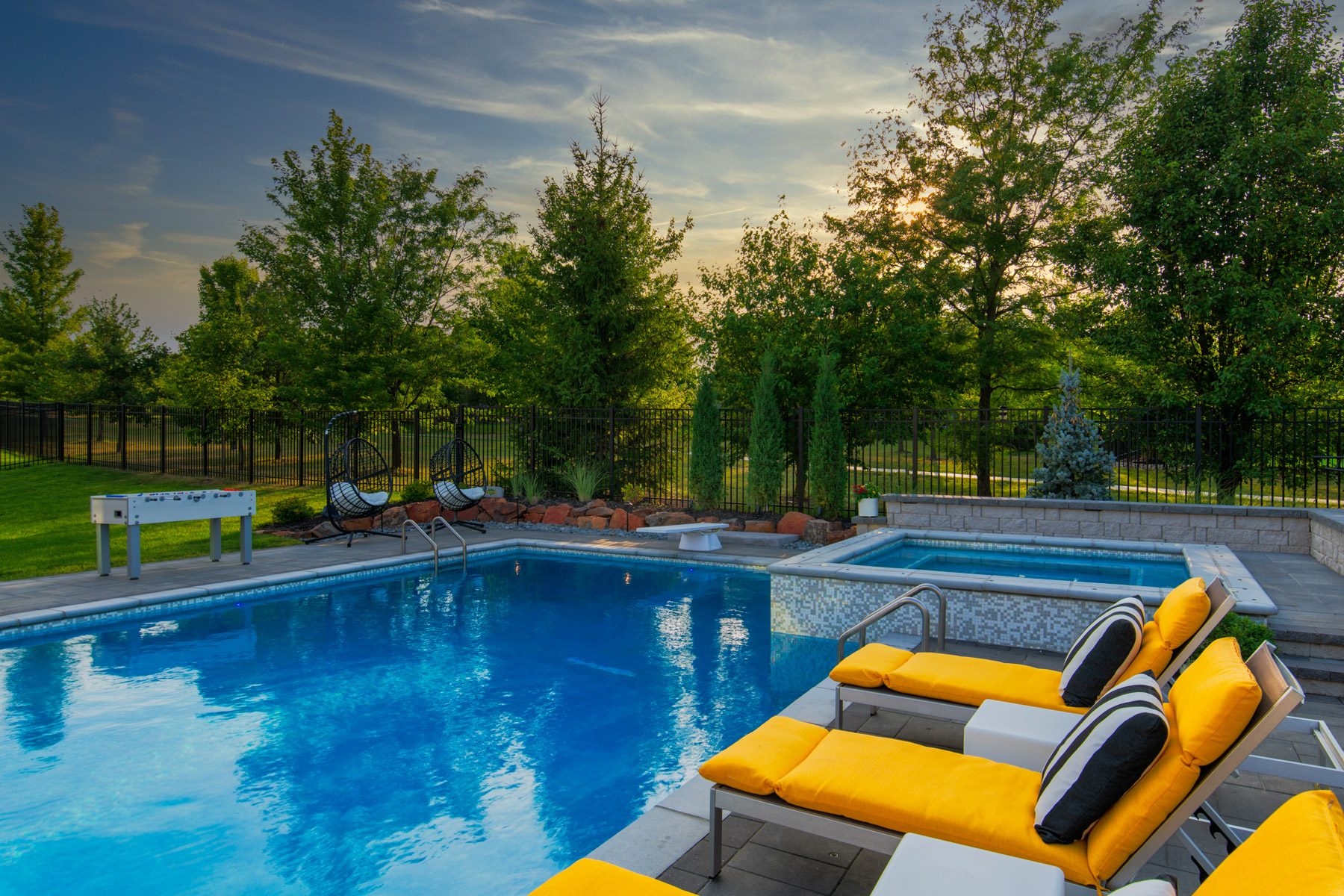 nice seating pool deck hot tub spa