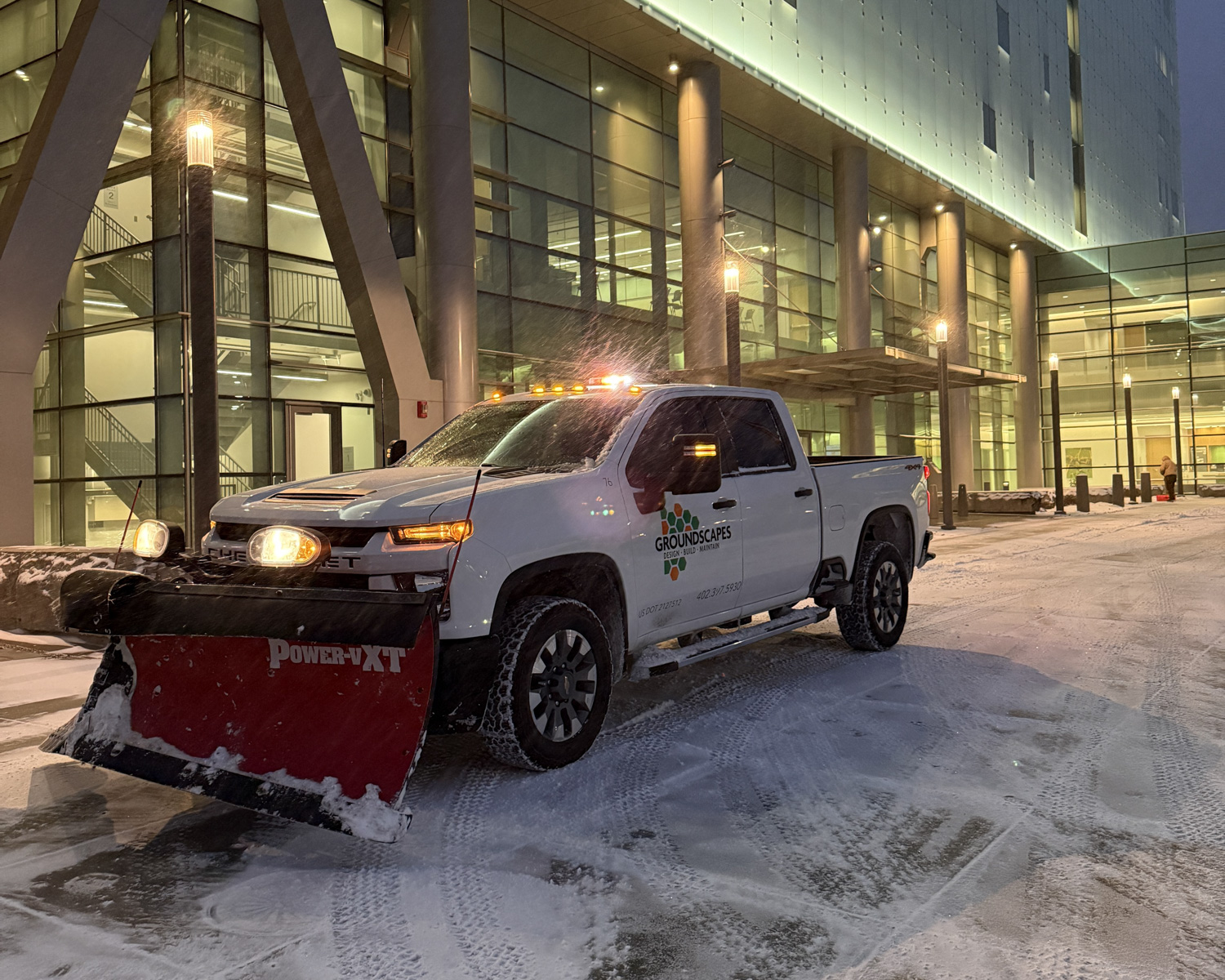 snow groundscapes truck onsite plow